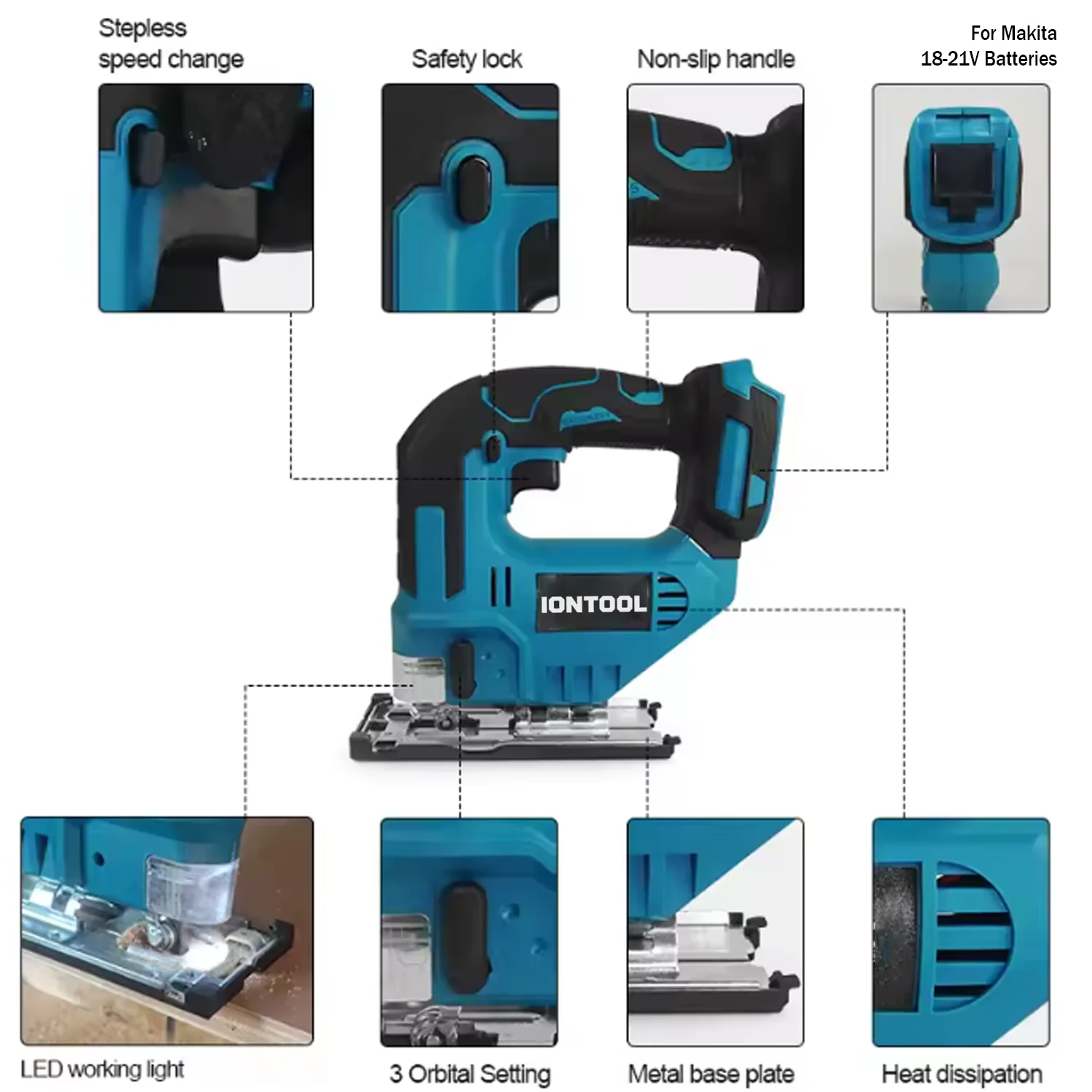 IONTOOL Brushless Cordless Jigsaw 3000SPM 90mm Cutting Depth Power Tool Bare Tool For Home Wood DIY Fits Makita 18V Batteries view 5