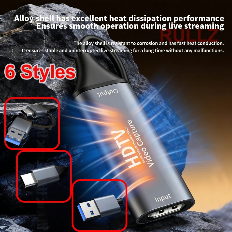 USB 3.0 Video Capture Card 4K HDMI 1080p USB2.0 Type C Game Grabber for Laptop PC Live Streaming Capture Audio Video Recording