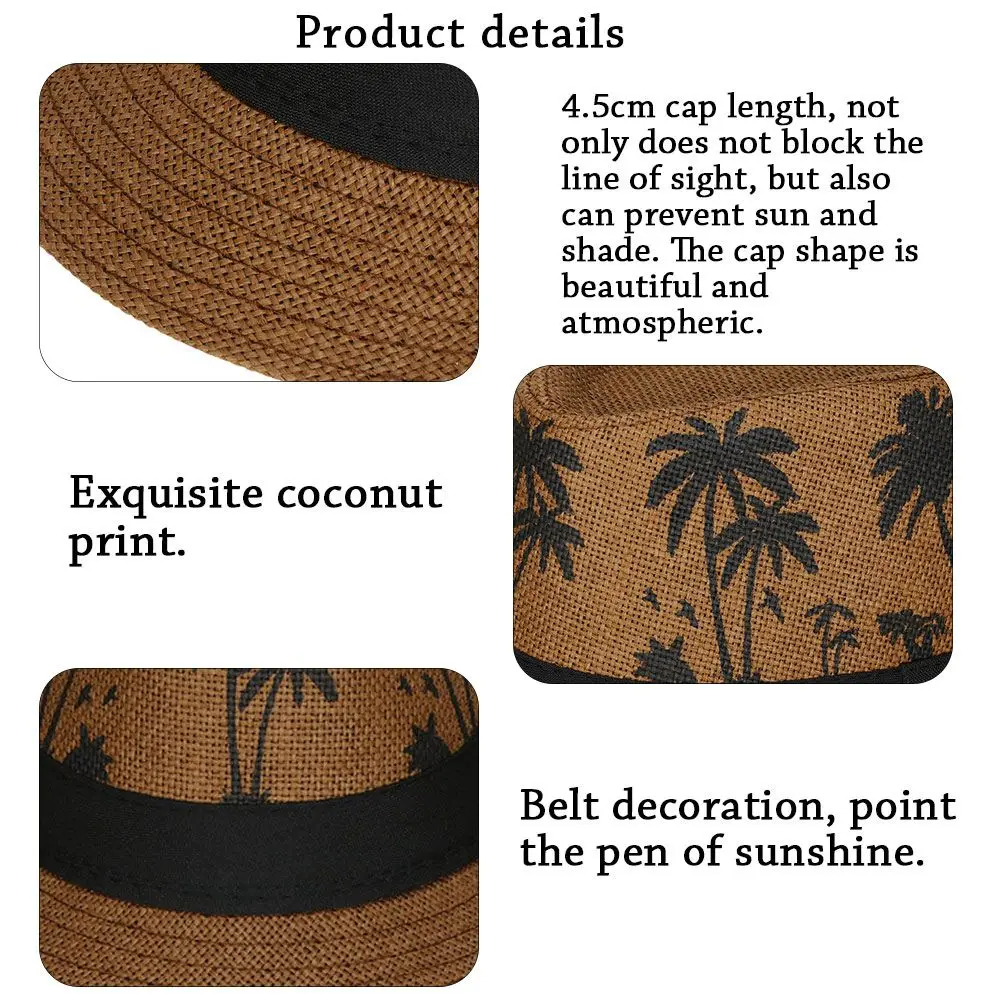 New Spring Summer Beach Cap Men Women Coconut Trees Pattern Top Hats Fedora Cap Jazz Hat Casual Fashion Sun Hat