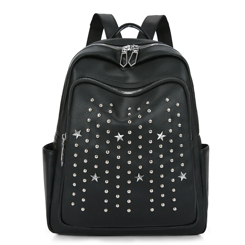 

New Women's Rivet Business Bag Multifunctional Backpacks PU Fashion Shoulder School Bags Female Travel Function Backpack Mochila