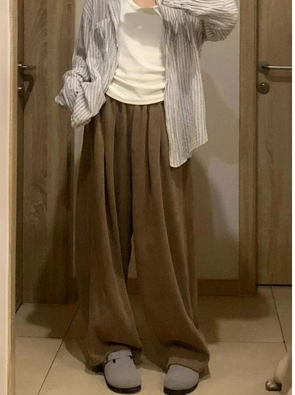 

Широкие брюки нестандартной формы, женские зимние плюшевые бархатные брюки для отдыха на флисовой подкладке, лоскутные вельветовые пояса, многослойная подкладка на пуговицах шерпа