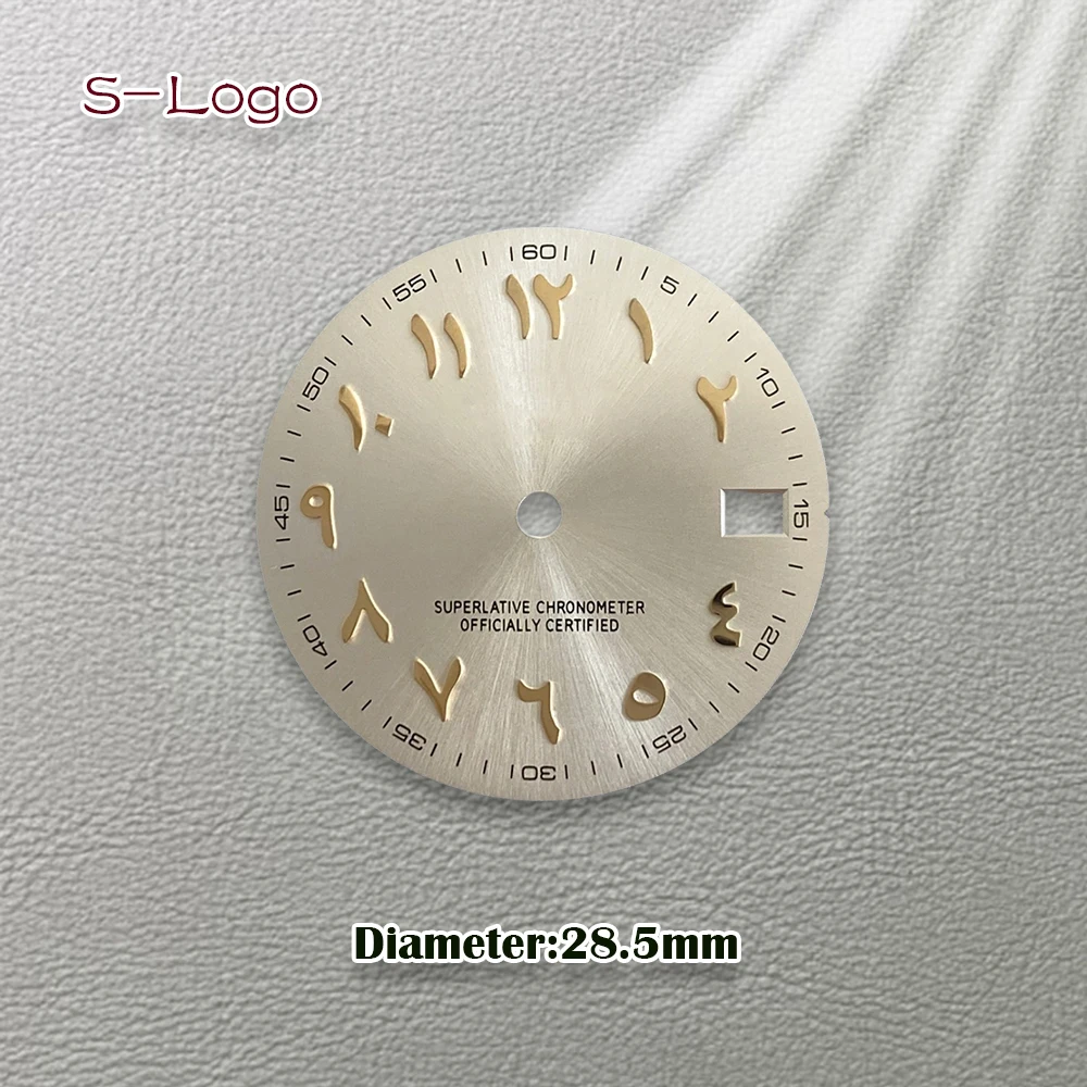 28.5mm S Logo NH35 Dial NH35 Silver Nail Blue Green Silver Arabic Letter Hot Selling Dial Suitable For NH36 NH35 Movement Tools