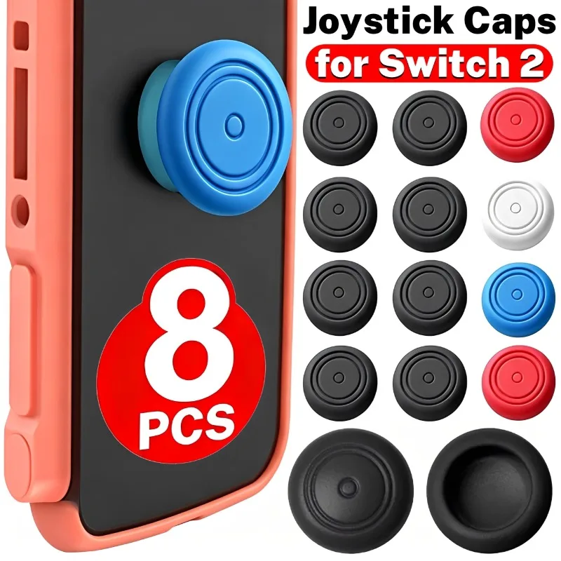 2-8 Stück Silikon-Joystick-Daumenstick-Griffabdeckung für Nintendo Switch 2 NS2 Gamepad Joystick-Schutz Anti-Rutsch-Kappen für Switch2