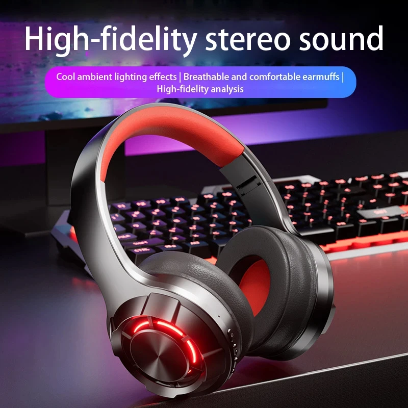 Bluetooth Headset Wireless Light Emitting Headset Subwoofer Esports Game Music Pluggable Headset For PS4、 XBOX、 Notebook