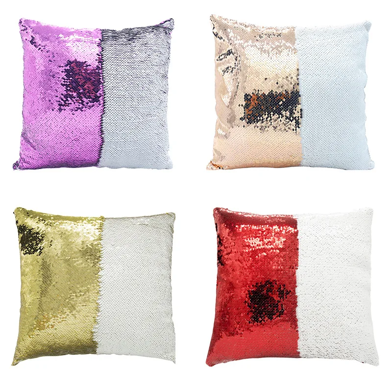 FREE SHIPPING 10pcs/lot Blank Sublimation Sequins Bling Cushion Pillowcase For Sublimation INK Transfer Printing Gift 40*40cm