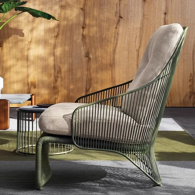 Nordic Outdoor Single Rattan Sofa Hotel Homestay Designer Sales Department Villa Garden Leisure Garden Furniture