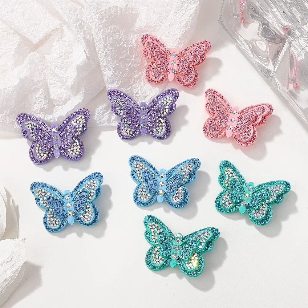 2pcs/set Rainbow Butterfly Hair Clips For Girls Fashion Sequin Hairpins Children Cute Barrettes Kids Hair Accessories Gifts