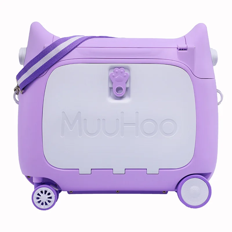 La maleta de viaje infantil multifuncional MuuHoo se puede montar, conducida y se transforma instantáneamente en una cama de 20 pulgadas para niños.