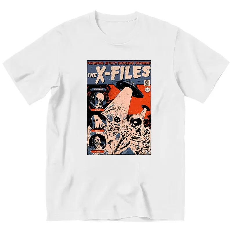 Harajuku retro X-Files movie T-shirt retro movie merchandise men's T-shirt summer new item suitable for both men and women