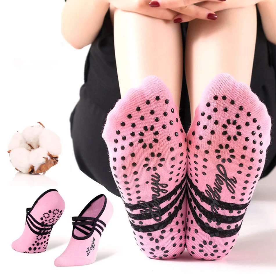 WOSWEIR 1 Pair Sports Yoga Socks Slipper for Women Anti Slip Lady Damping Bandage Pilates Sock Ballet Heel Dance Protector