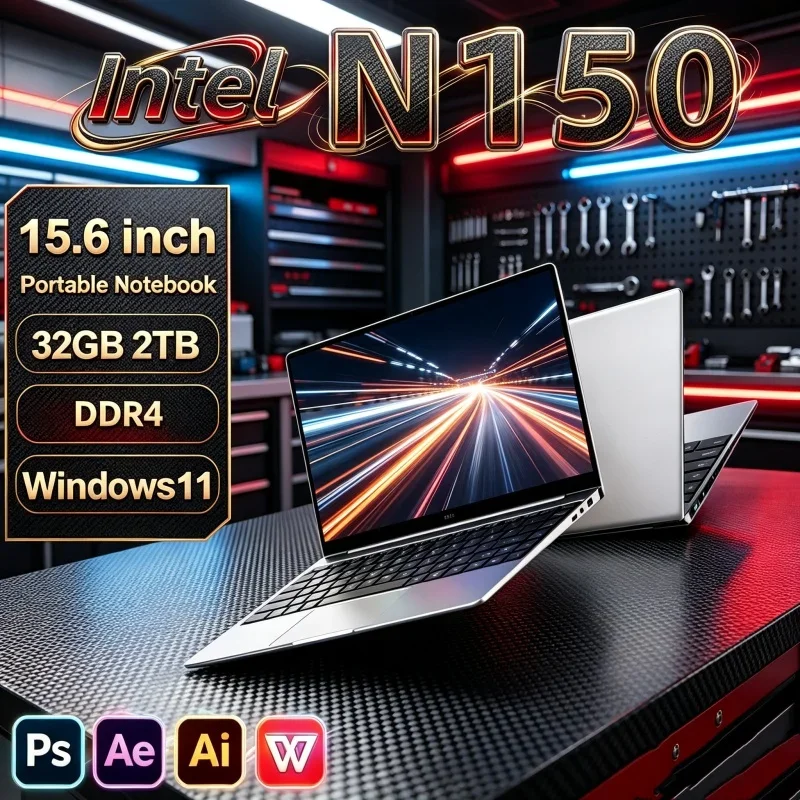 15.6" Intel Core N150 Windows 11 Graphic-smooth Laptop Computer 32GB RAM 1TB 2TB SSD Portable Notebook PC Office Study Laptops