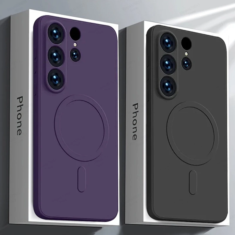 Matte Silicone For Magsafe Magnetic Case For Samsung S26 S25 S24 S23 S22 S21Ultra Plus FE Wireless Charge Fall prevention Cases