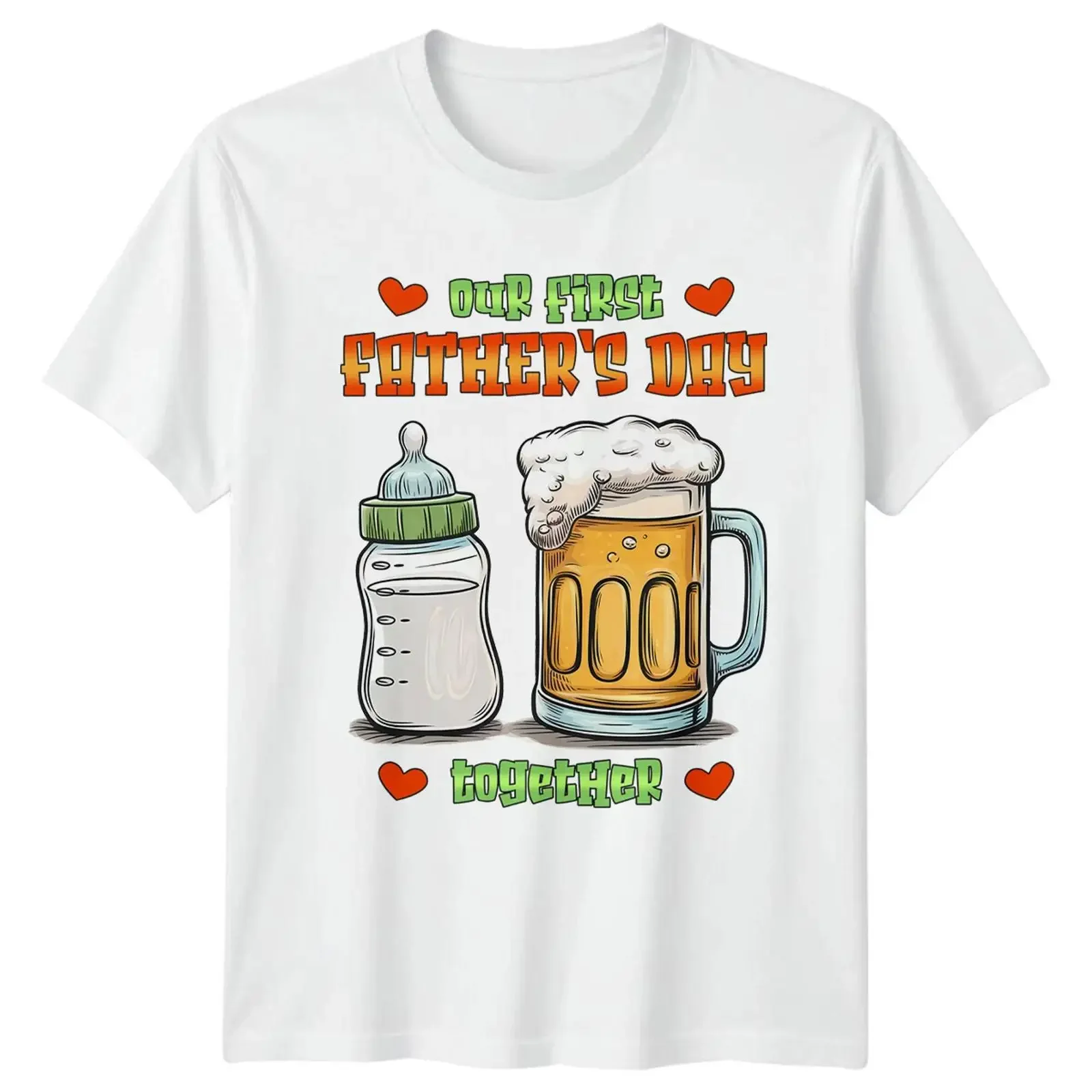 Nuestro primer Día del Padre juntos, cerveza y botella, camiseta de papá, estilo vintage, ligeramente transpirable, a la moda, informal, cómoda