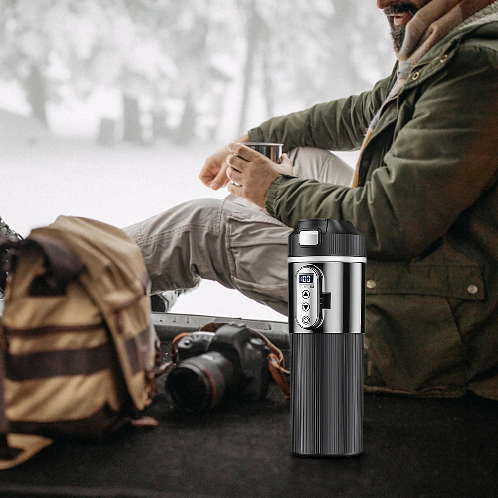 

12V/24V Electric Kettle 500ML Stainless Steel Portable Car Heating Cup Smart Temperature Sensor Cup Car Heated Smart Mug