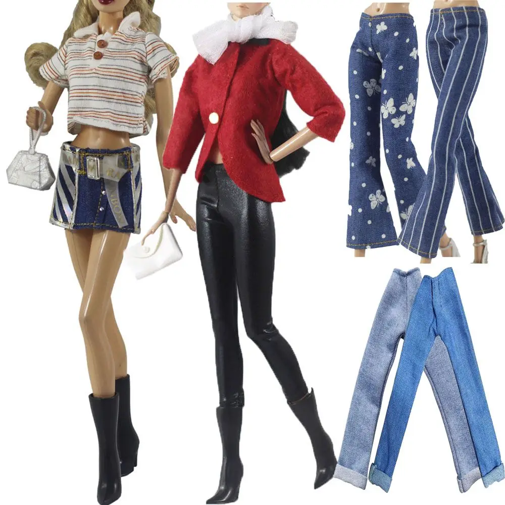 Vêtements décontractés multi-styles pour poupées BJD, vêtements, accessoires, pantalons en cuir, jeans floraux, fjD, 1/6