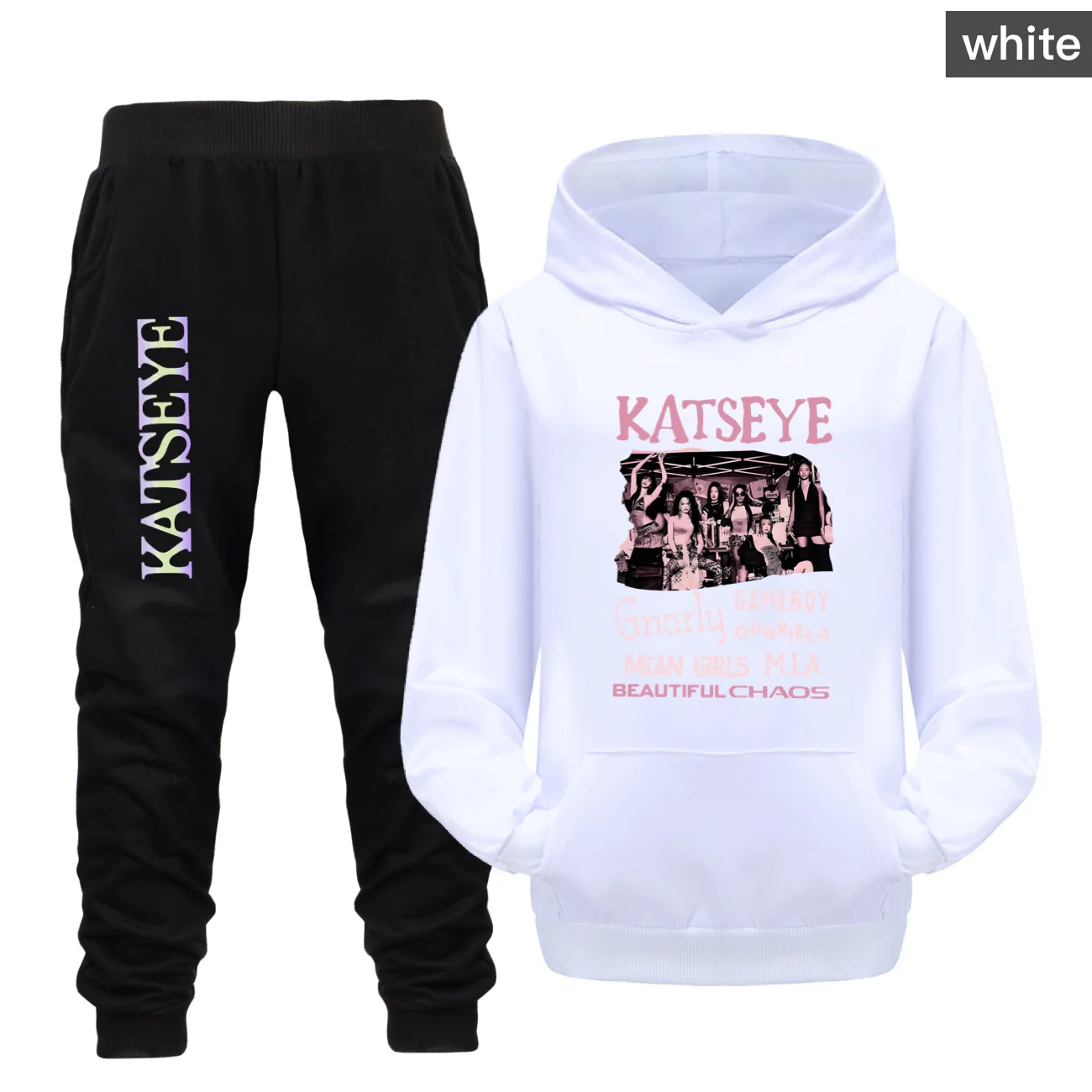 

Hot Katseye Funny Print Kids Cute Soft Kawaii Series Autumn Casual Teens Boy's Girl's Clothing Sports Pocket Hoodie+Pants Suit