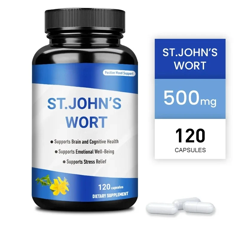 St. John's Wort 500mg - Maintaining A Positive Mood Helps Relieve Stress, Promotes Brain Health, and Improves Memory, Non-GMO
