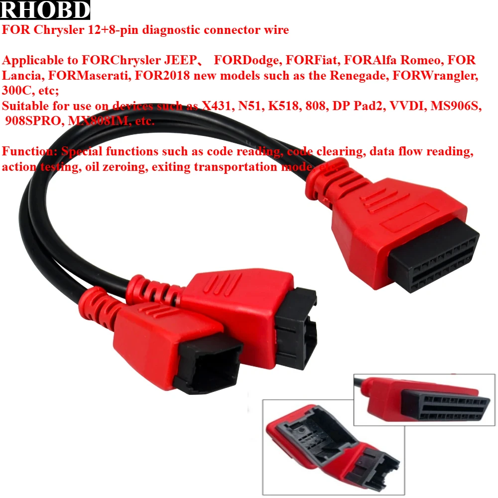 NEWBest OBD2 Cable for FIAT/ALFA ROMEO OBD 12+8 SGW Bypass Adapter Lead Cable for Chrysler Adapter Cable  for LAUNCH X431 Tool