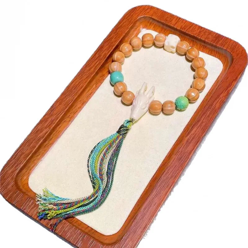 New model monkey-sharkbone single-loop bracelet with ivory fruit phosphorite decorative and Buddhist prayer beads - view 5
