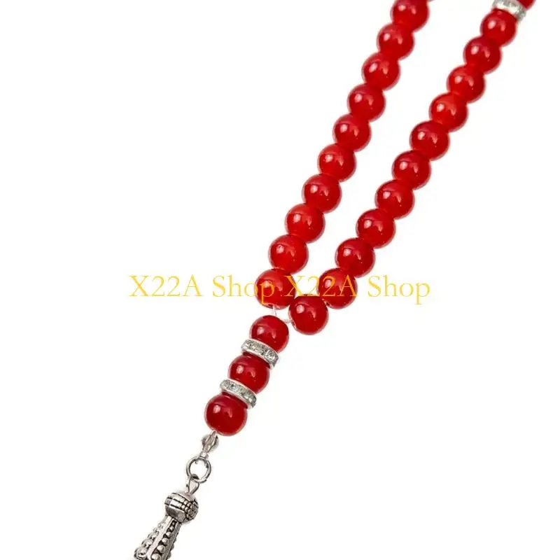 Unique 33 Piece 8mm Agate Like Glass Bead Necklace Lightweight Sturdy Elegant Jewelry