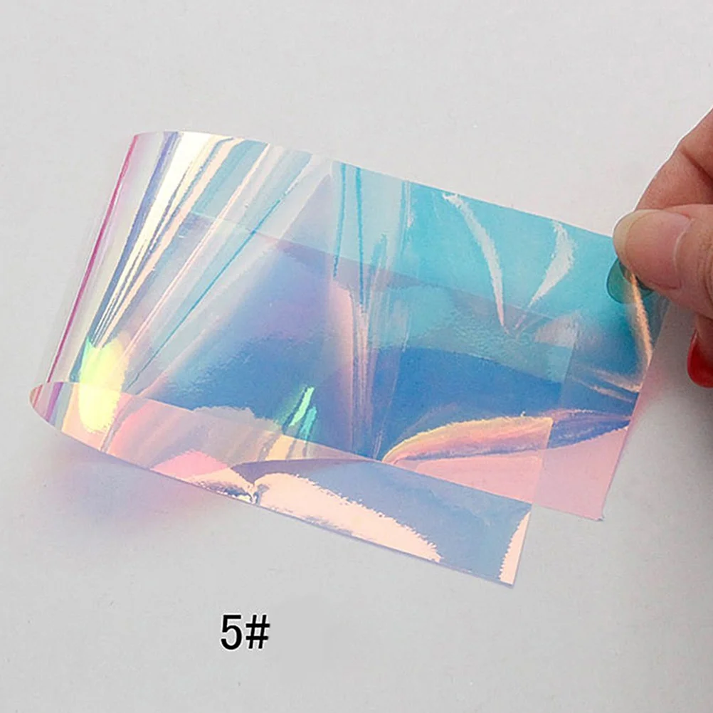 10 pcs Multi-Colored Holographic Nail Foil 4.5Cm X 20Cm Diy Broken Glass Effect Nail Art Stencil Decal Manicure Design Tool