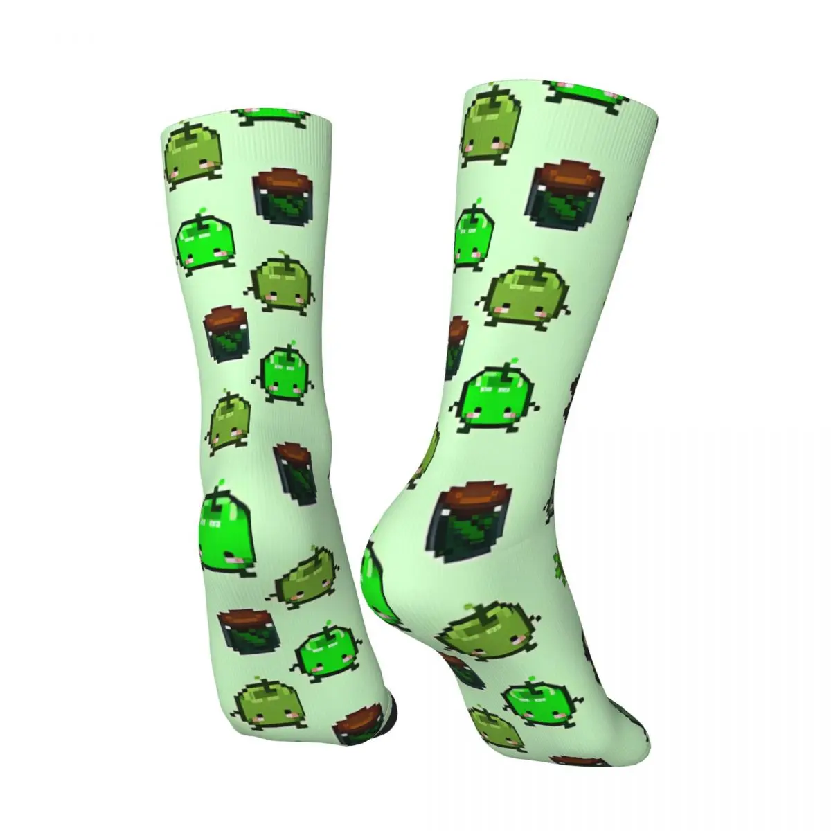 Funny Happy Green Junimo Set Men's Socks Retro Harajuku Stardew Valley Hip Hop Novelty Pattern Crew Crazy Sock Gift Printed