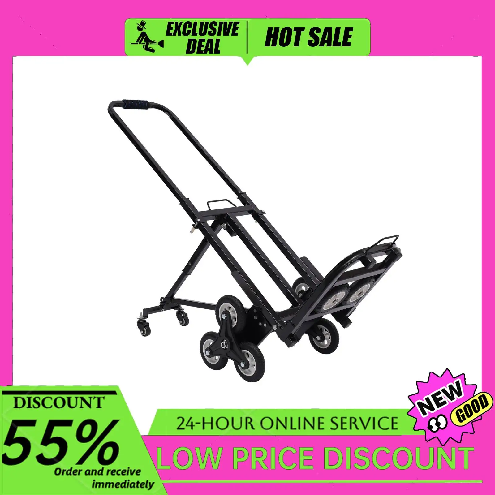 

Сверхмощная тележка для подъема по лестнице 330 фунтов, 10-колесная складная ручная тележка, портативная тележка для лестниц, склада, аэропорта, покупок