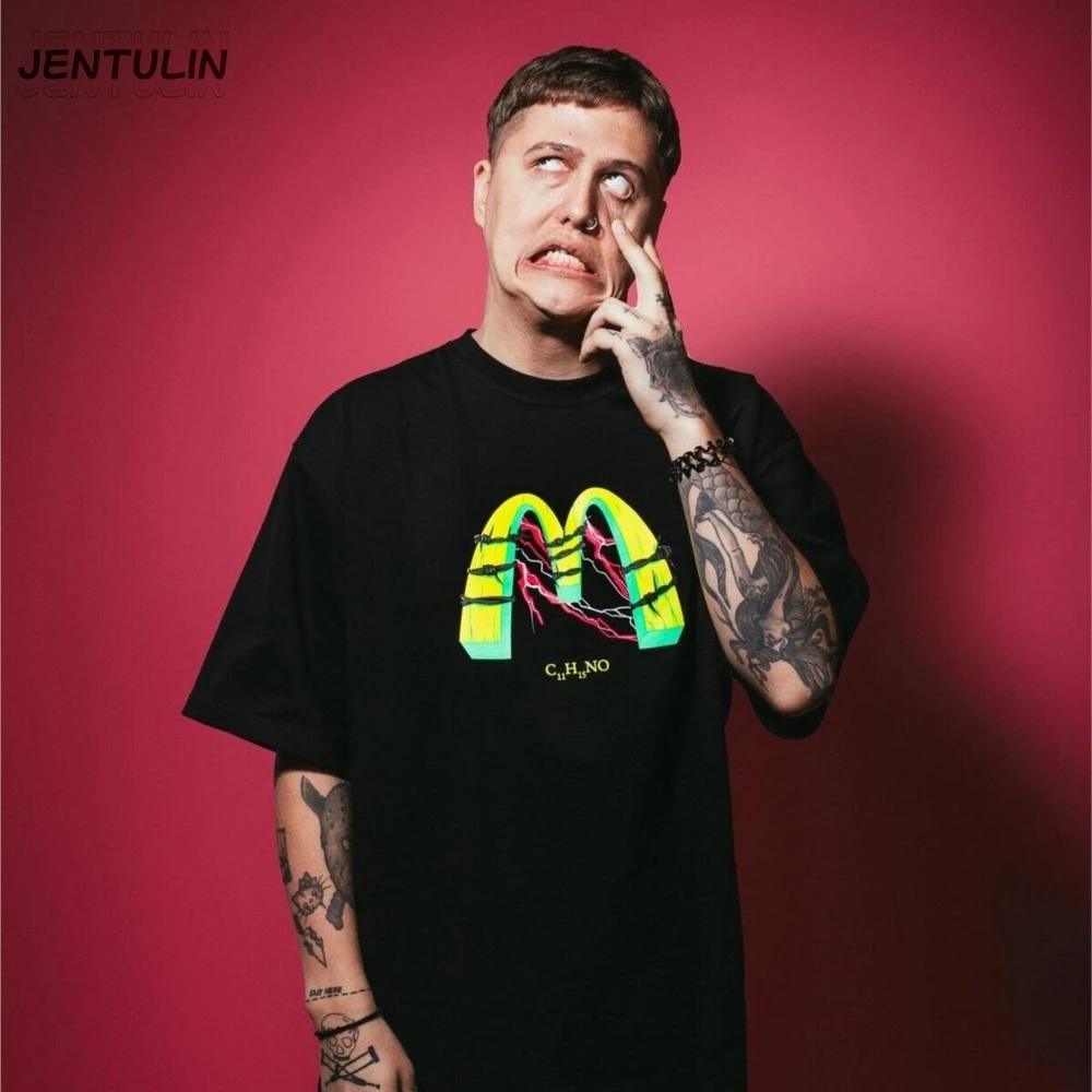 

Мужская одежда большого размера в стиле хип-хоп Harajuku, унисекс, забавная графика, крутой топ с короткими рукавами и принтом ХИМИЯ, футболка в стиле готики, футболка в стиле панк, хлопок Y2k