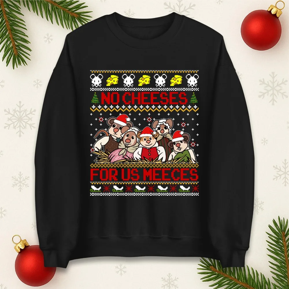 

No Cheeses for Us Meeces Funny Mice Christmas Jumper Unisex Men Women Xmas Festive Sweatshirt New Year Winter Clothes Women
