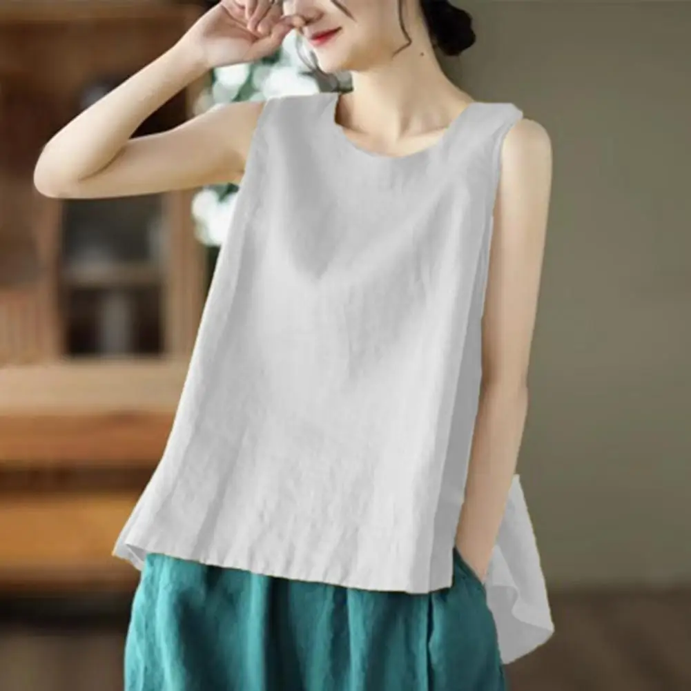 Loose Fit Women Vest Solid Color Sleeveless Shirt Stylish Women's Sleeveless Tops Loose Fit Vests for Summer Quick-drying