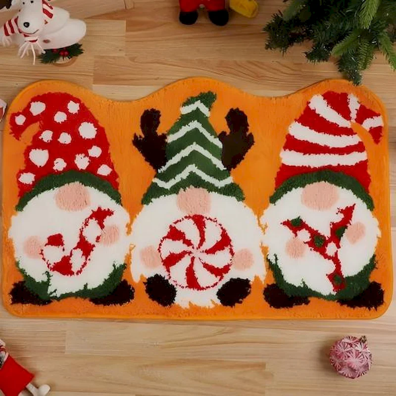 VIKAMA Christmas Soft Anti Slip Water Absorbing Entrance Door Mat Christmas Day Dwarf Carpet Indoor Home Decoration