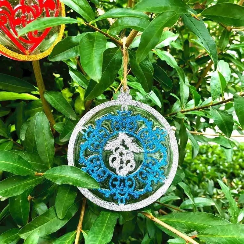 Q6RB Silicone Resin Keychain Mold Xmas Round for Key Chain Mold Epoxy Resin Casting M