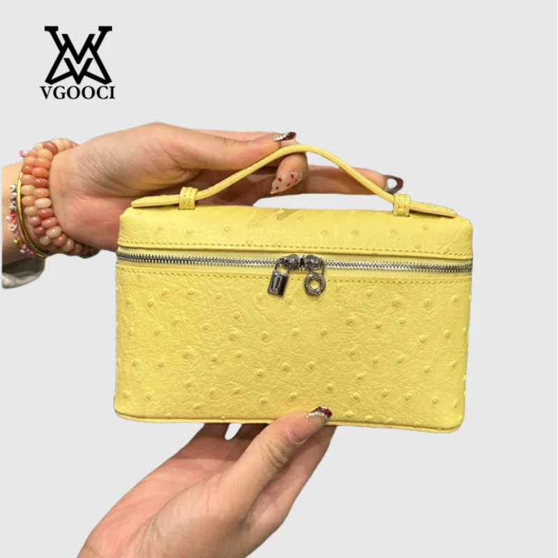 

VGOOCI Fashion Brand Women Handbags Luxury Small Box Bucket Bag High Quality Ostrich Composite leather Single Shoulder Bags