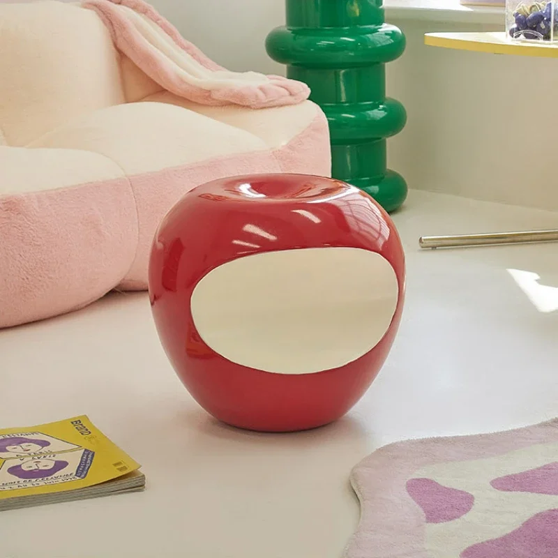 

Creative Apple Shape Stool - Nordic Cute Shoe Seat, Resin Material, Living Room Round Chair, Decorative Kids Furniture