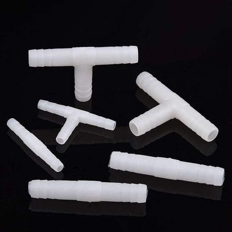 5~100pcs 5/9mm White PE Direct Tee Connector Aquarium Tank Adapter Air Pump Hose Pagoda Joints  Irrigation Water Pipe Connectors