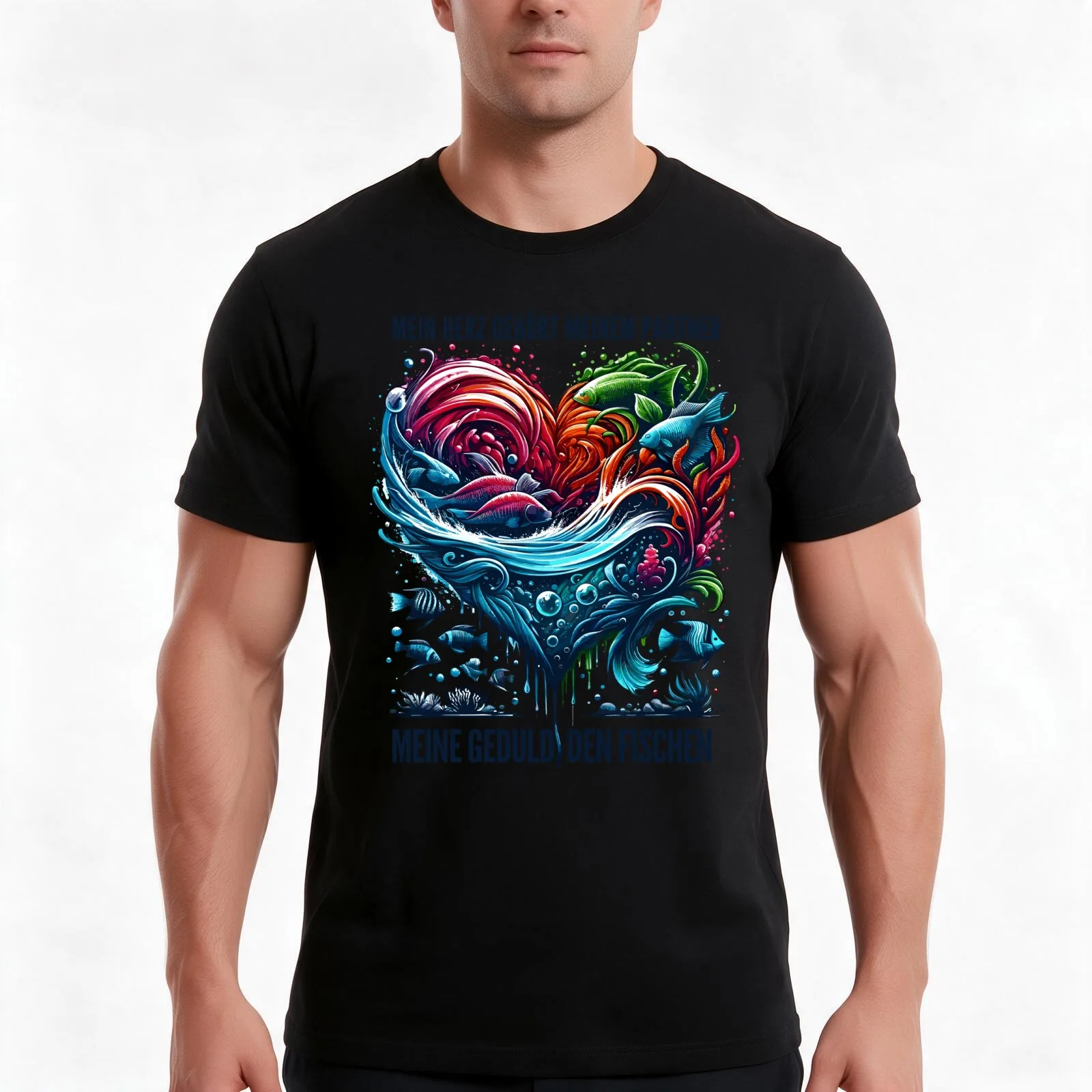 Aquarium hobby and partnership, heart and patience T-Shirt, Summer Casual Cotton Tee, Oversized Streetwear Tops, 100% Cotton
