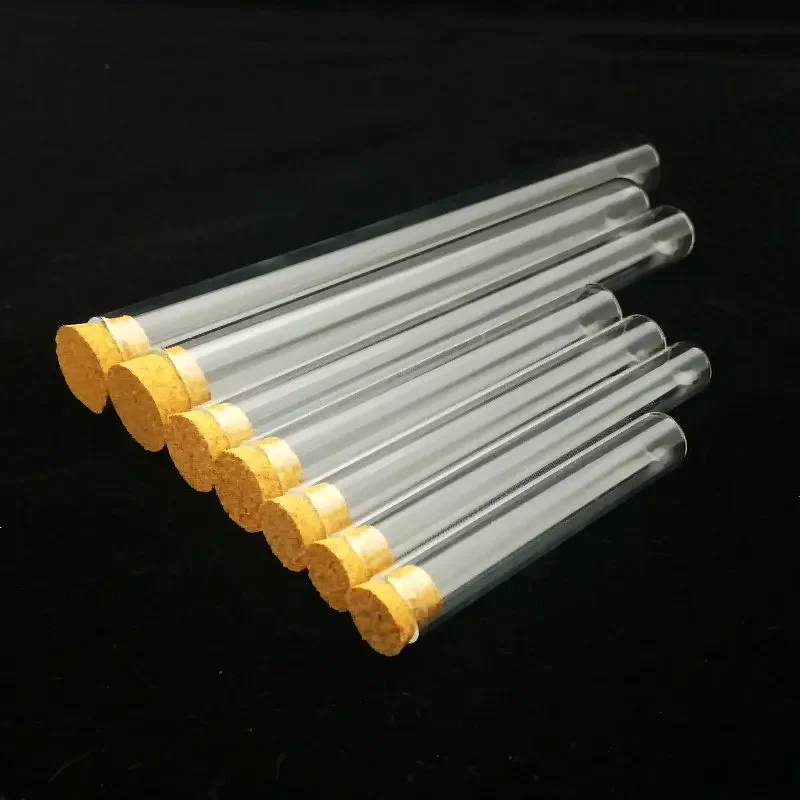 20pcs/lot 12mm to 18mm  transparent round bottom Glass Test tube with cork stopper Used for chemical reaction experiments