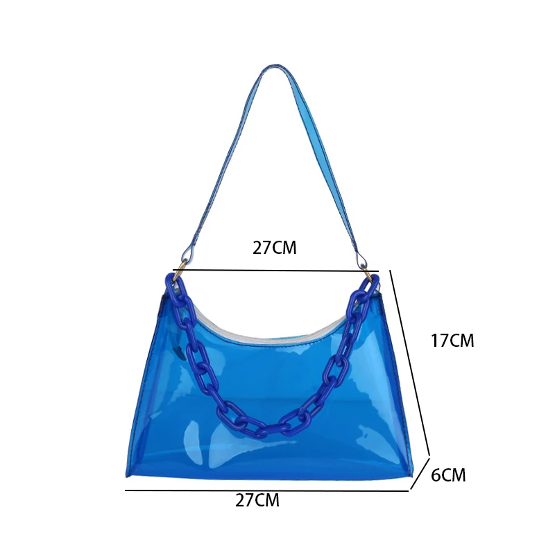 Summer New Fashion Fresh Jelly Bag Solid Color Transparent Women\'s Underarm Shoulder