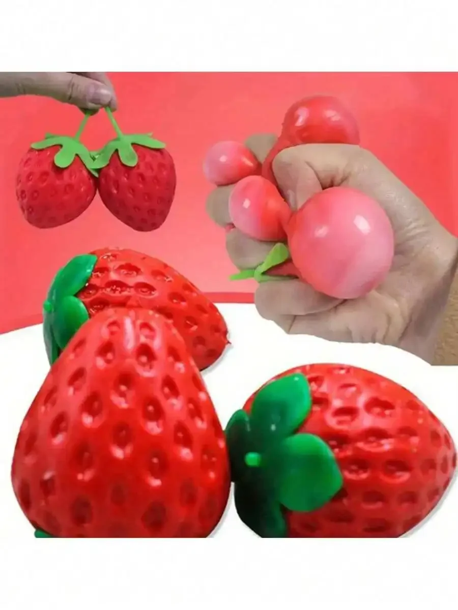 1pc Extra Large Strawberry Squeeze Toy, Soft & Realistic Stress Relief Ball, Creative Decompression Tool