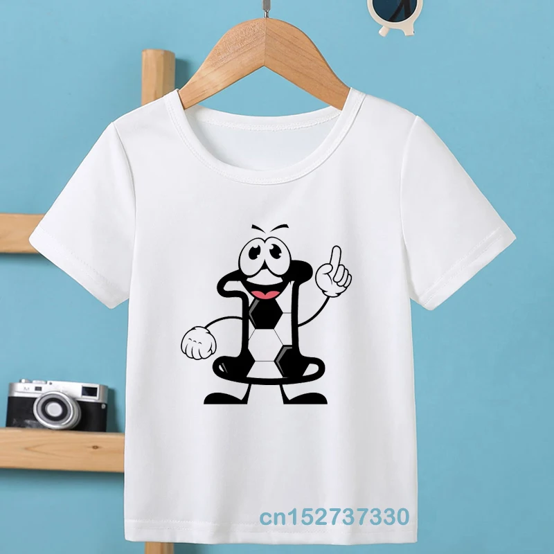 Kid T-shirt Customized Boy T Shirts Girl Clothing Cute Birthday AGE Cartoon Number 1-9 With Soccer Ball Shirt Child Tees Clothes