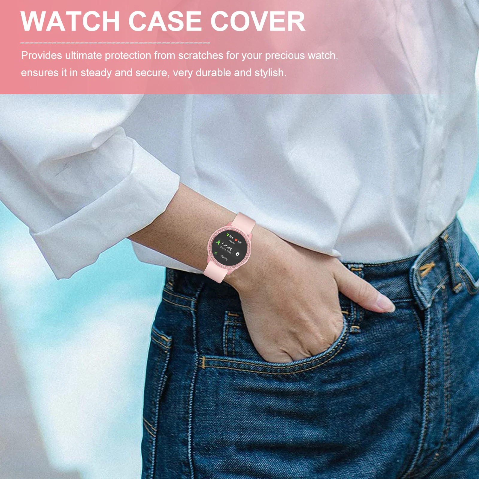 

Delicate Watch Protective Case Diamond-encrusted Plating Watch Cover Professional Watch Anti-drop Case Compatible for Galaxy