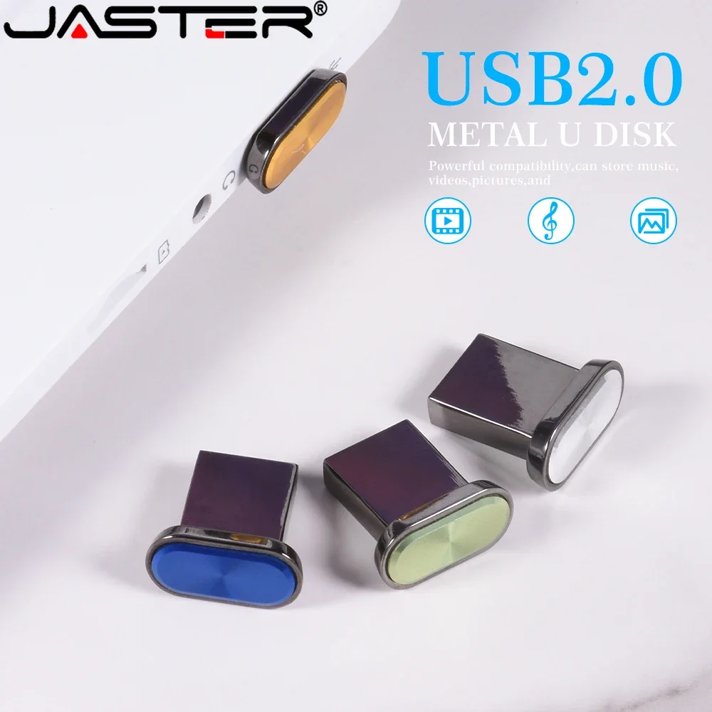 JASTER Mini tombol logam USB Flash drive 64GB, stik memori tahan air 32GB Pen drive 16GB hijau penyimpanan eksternal