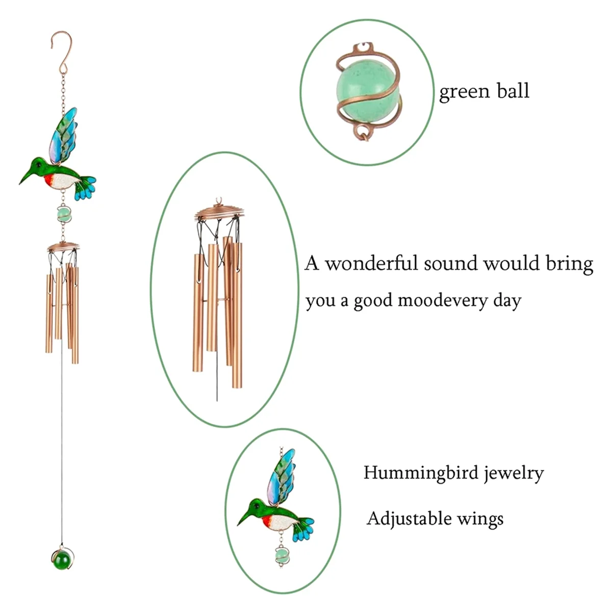 

Wind Chimes,bird Wind Chimes for Outside,Patio Decor,Green