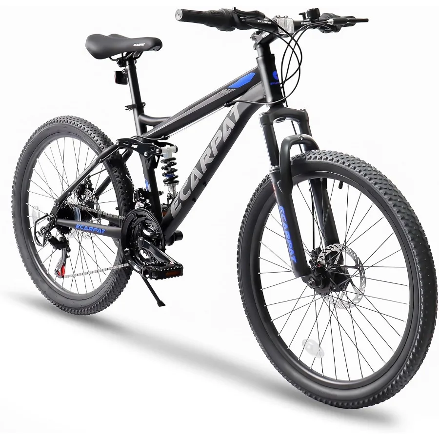 

24 26 27.5 Inch Wheel Mountain Bike 21 Speed MTB Bike with Full Front Suspension Steel Frame and Dual Disc Brakes for Adult Men