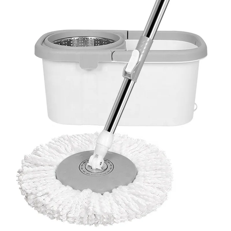 Steel Rod Head Magic Handle - Hand Washable Plastic Household Rotary Lazy Mop Bucket Set Wet and Dry Mop Bucket Floor Cleaning