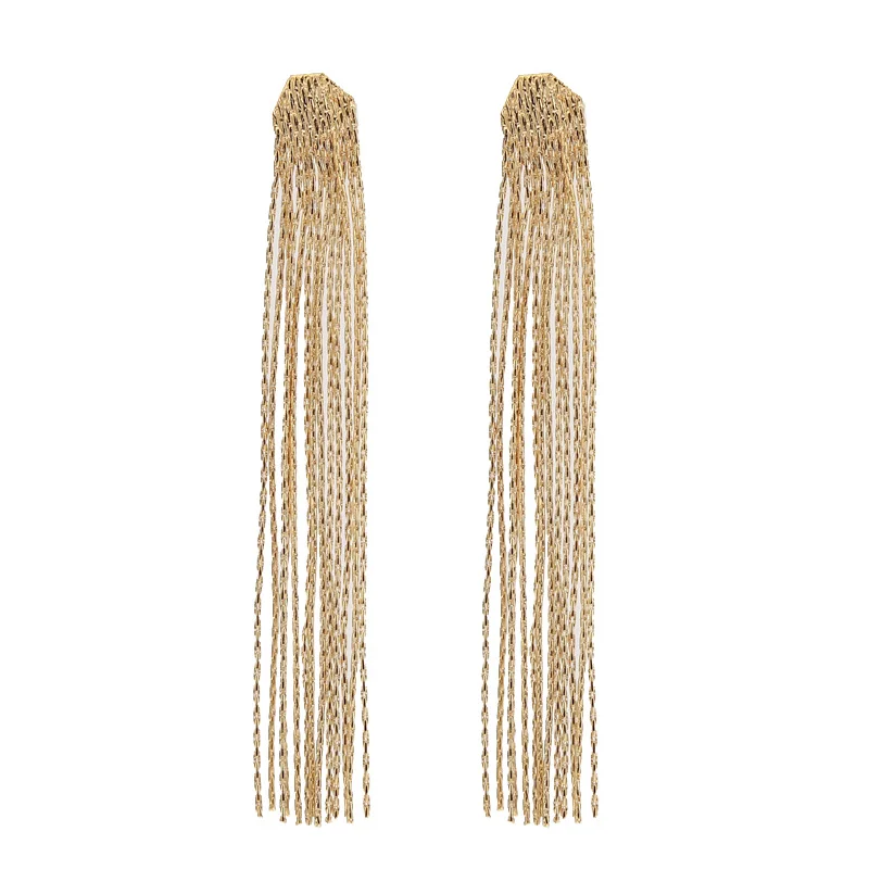 

4pcs 18k Gold Plated Brass Charm Long Tassel Chain Drop Earrings Ear Line Earring Chain For DIY Jewelry Making Findings 80mm