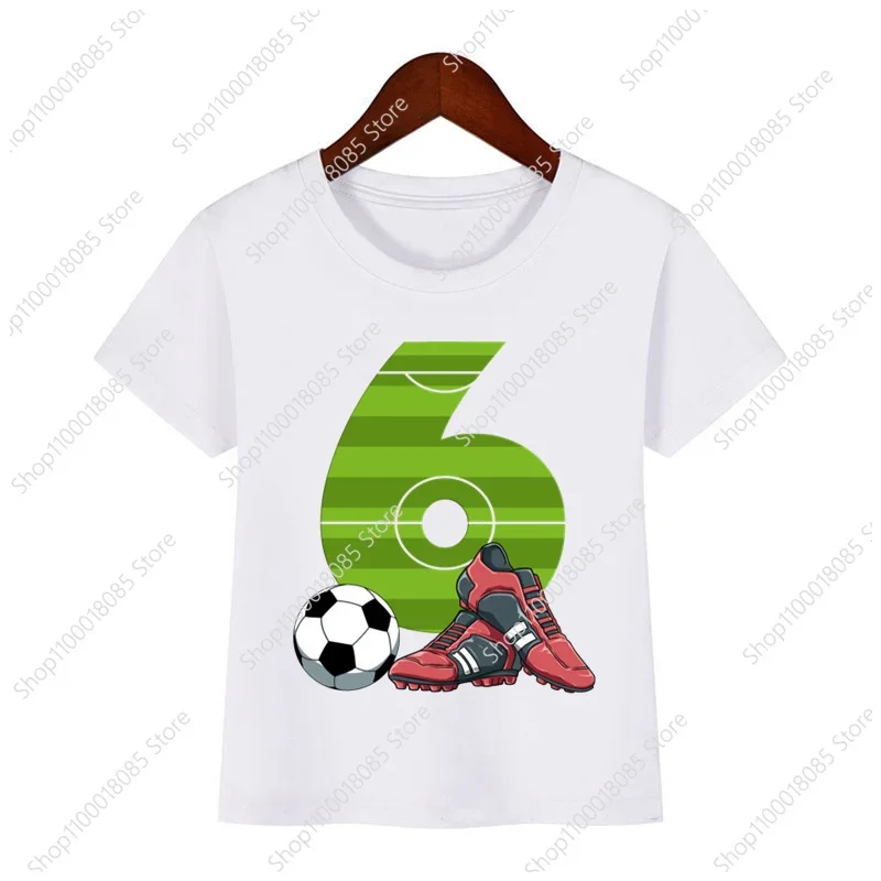 Kids Football Birthday Boy T-Shirts Custom Number Name Funny Cute Gift Shirt Soccer Birthday Number Printed T-Shirt