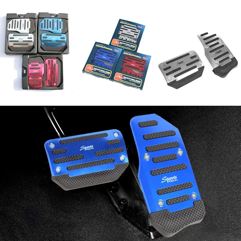 

Автомобильный алюминиевый комплект педалей автоматической коробки передач, красный, серебристый, синий комплект, чехол для педали топлива, автомобильные аксессуары Amagi