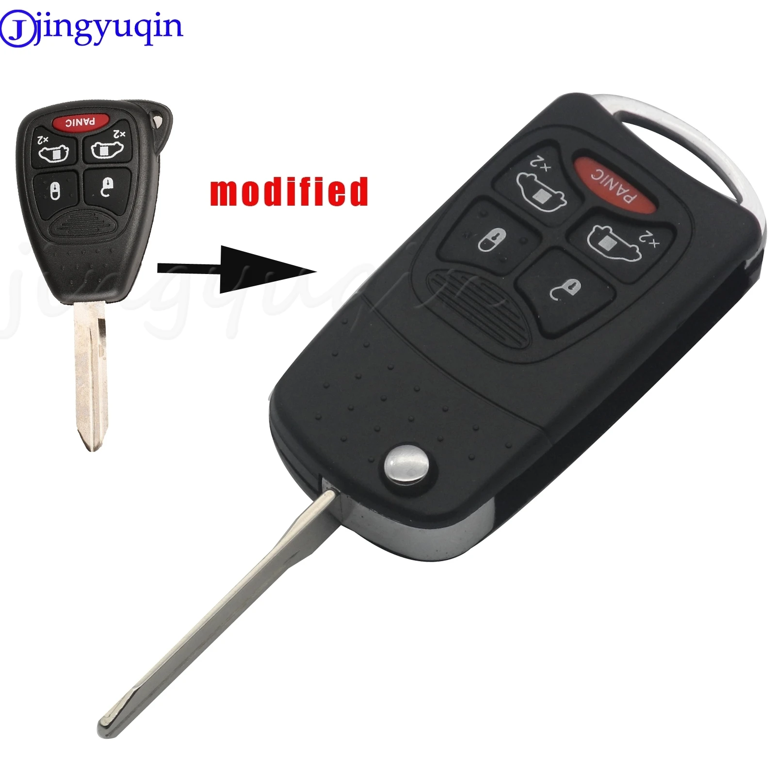 jingyuqin 5 button refit key case key cover for Dodge Jeep Commander Grand Cherokee Chrysler Aspen 300 FOB car