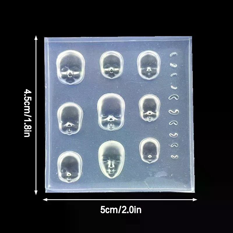 Moule de gravure à la main dessin animé visage humain poupée 3D Silicone moule à ongles décorations d'art d'ongle Silicone mode manucure moule accessoire